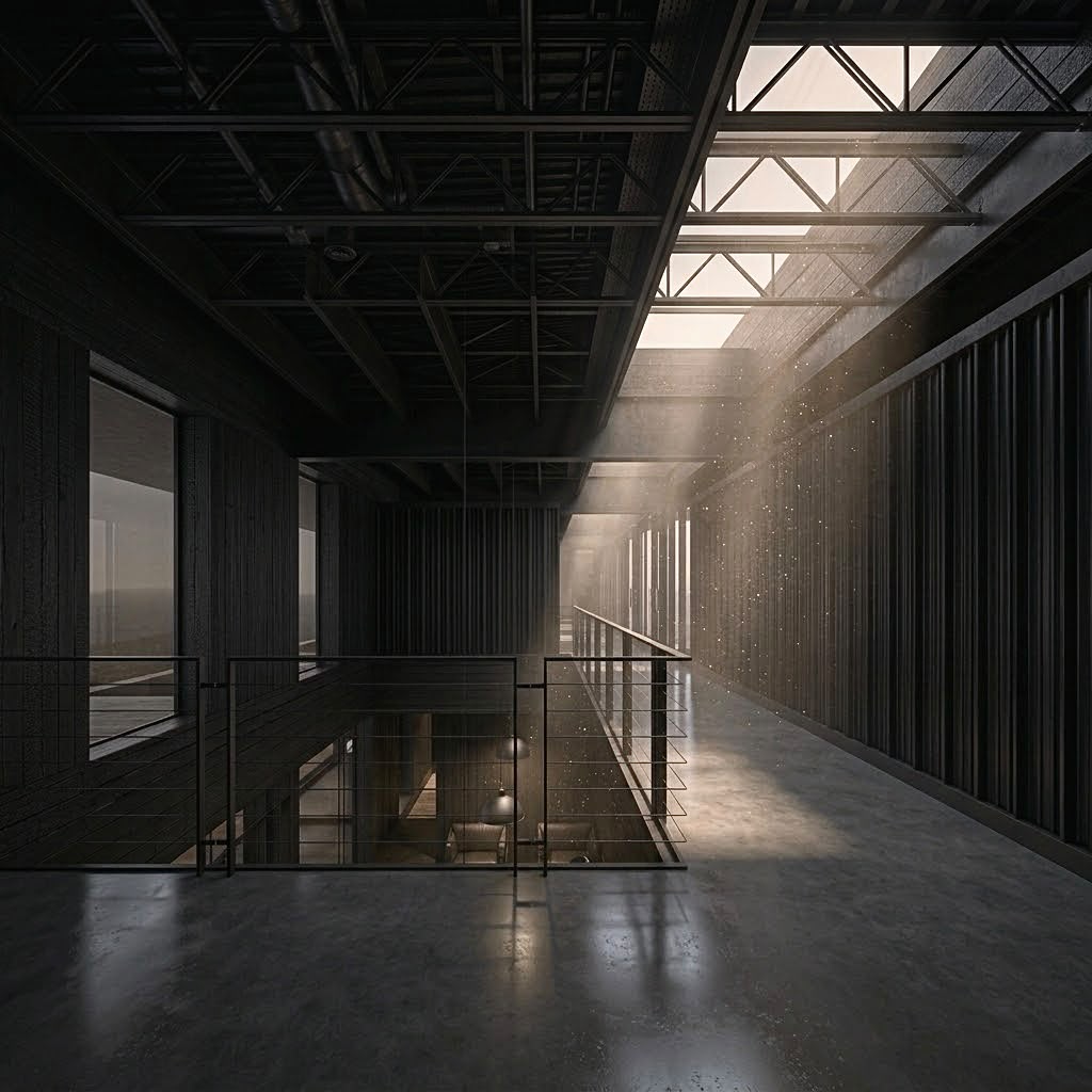 Interior del Edificio corporativo IP con iluminación cenital.